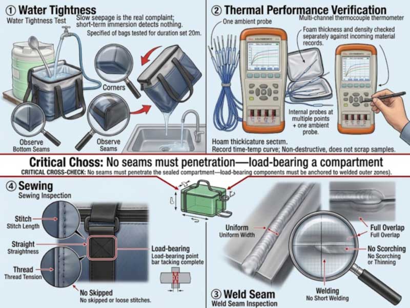 cooler-specific pre-shipment inspection scope covering water test, multi-channel temperature testing, weld inspection and stitch inspection cooler-specific pre-shipment inspection scope covering water test, multi-channel temperature testing, weld inspection and stitch inspection